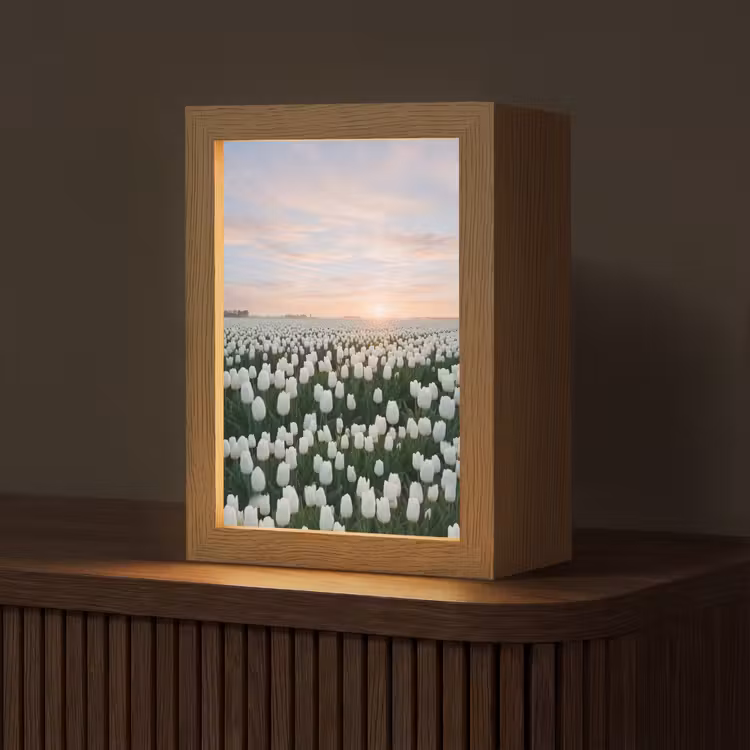 Tulpen - Landschap - Wit Light Box met kabel (Tafellamp) klein -z3d_website