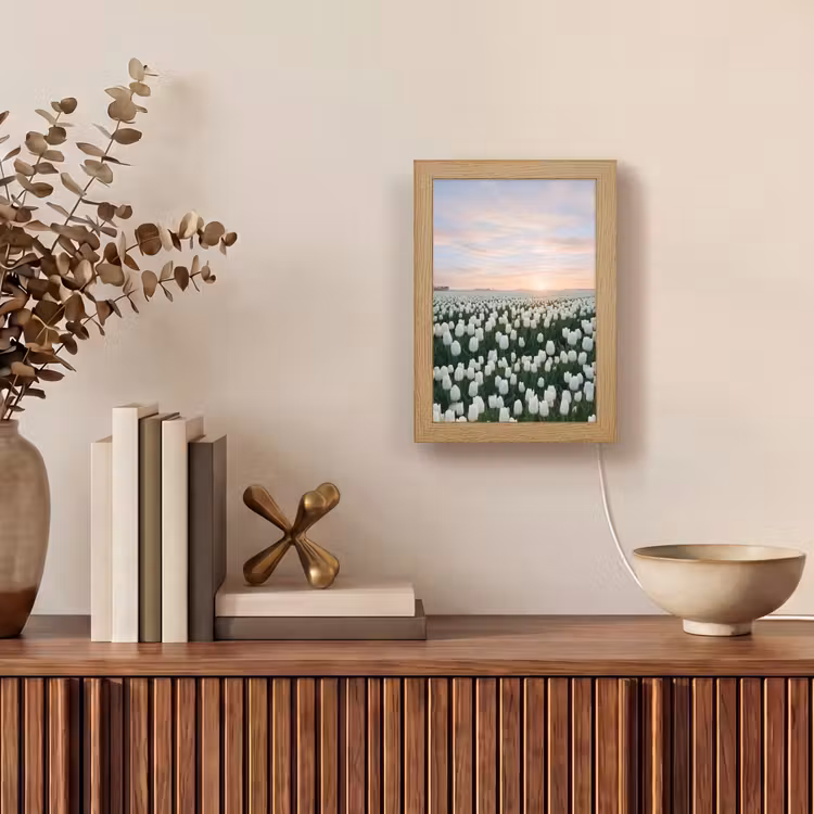 Tulpen - Landschap - Wit Light Box met kabel (Tafellamp) klein -sfeer2