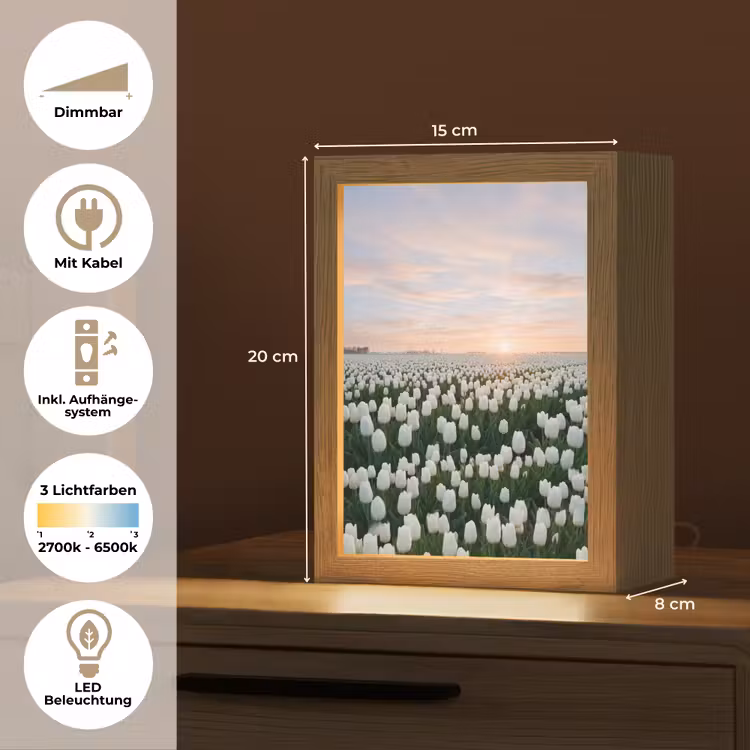 Tulpen - Landschap - Wit Light Box met kabel (Tafellamp) klein -USP_DE