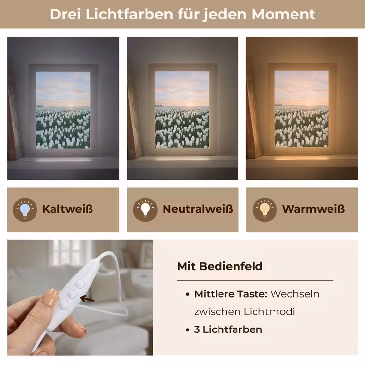 Tulpen - Landschap - Wit Light Box met kabel (Tafellamp) klein -USP_lichtkleurDE