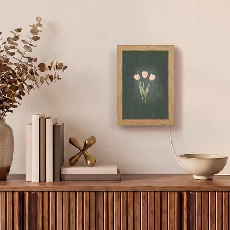 Tulpen - Liefde - Donkergroen Light Box met kabel (Tafellamp) klein -sfeer2