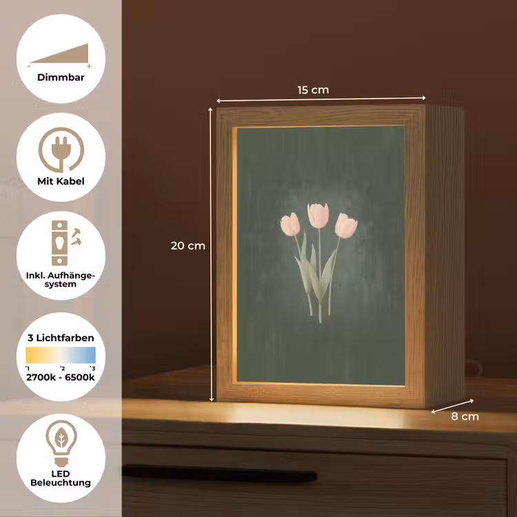 Tulpen - Liefde - Donkergroen Light Box met kabel (Tafellamp) klein -USP_DE