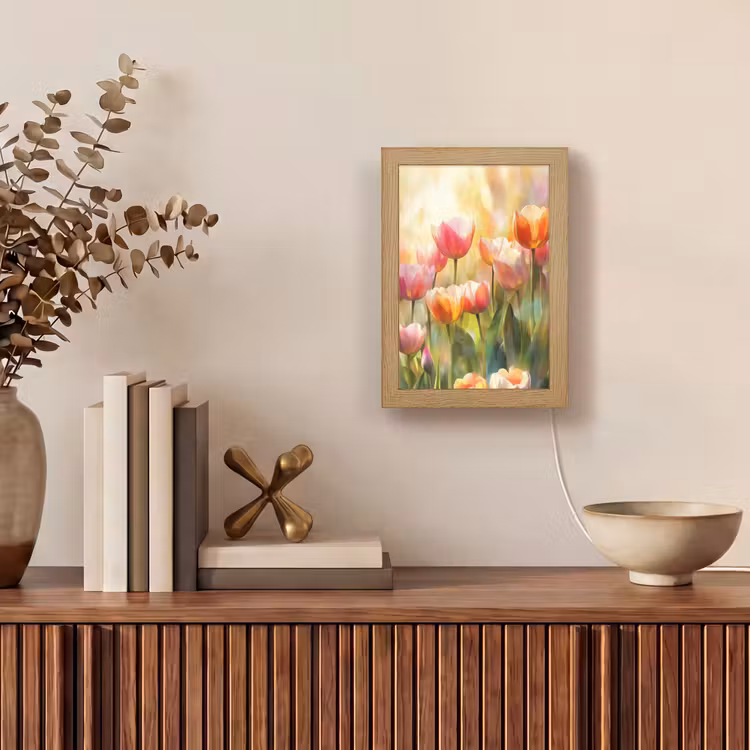Tulpen - Sprookjesachtig - Kleurrijk Light Box met kabel (Tafellamp) klein -sfeer2