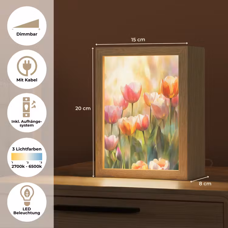 Tulpen - Sprookjesachtig - Kleurrijk Light Box met kabel (Tafellamp) klein -USP_DE