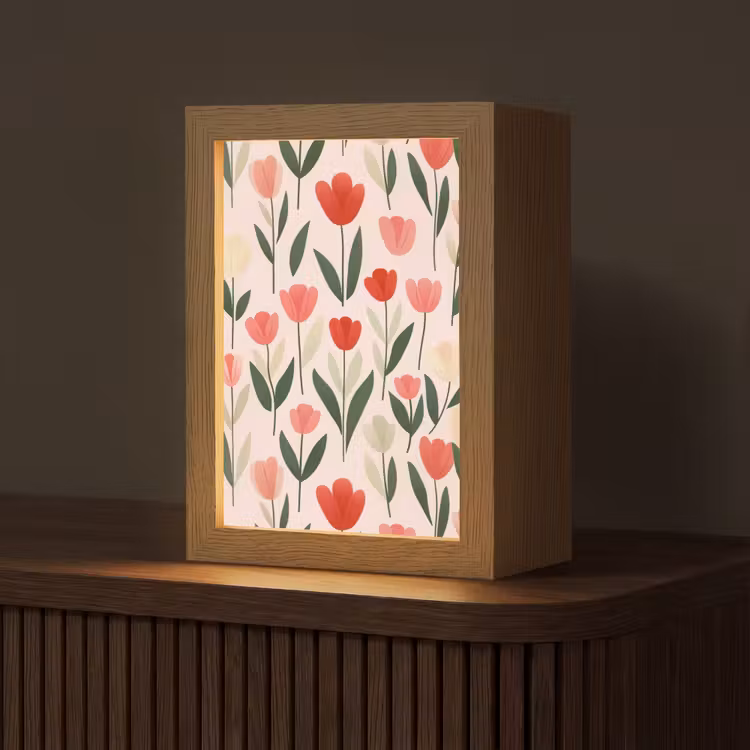 Tulpen - Modern - Roze Light Box met kabel (Tafellamp) klein -z3d_website