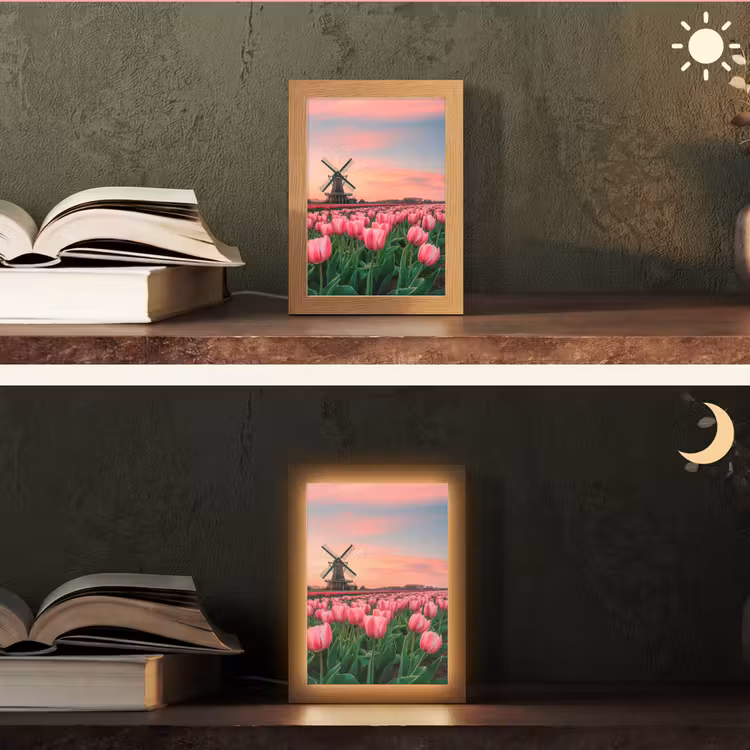 Tulpen - Molen - Nederland Light Box met kabel (Tafellamp) klein -sfeer3