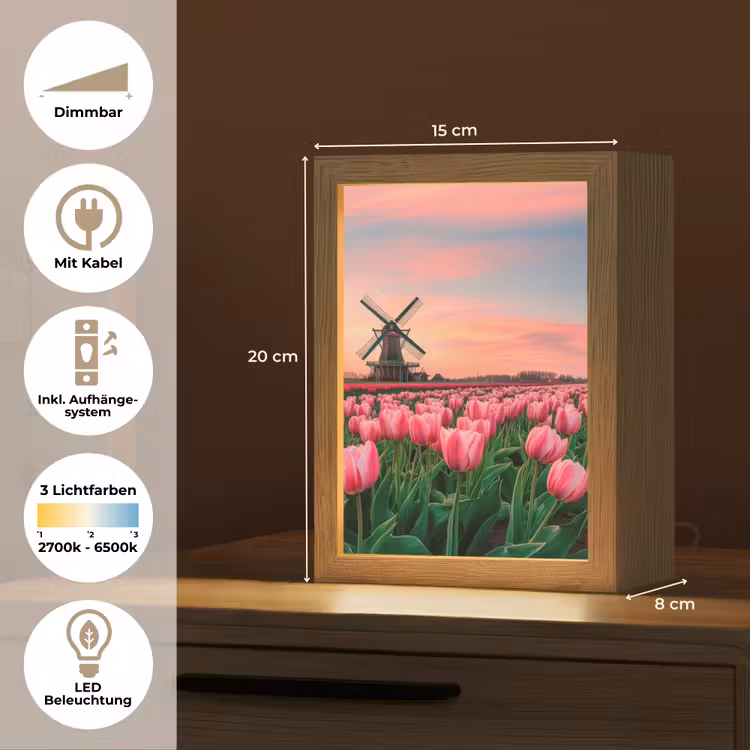 Tulpen - Molen - Nederland Light Box met kabel (Tafellamp) klein -USP_DE