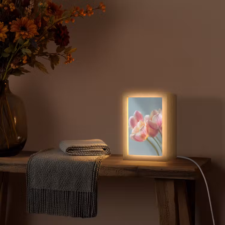Tulpen - Roze - Stelen Light Box met kabel (Tafellamp) klein -sfeer4