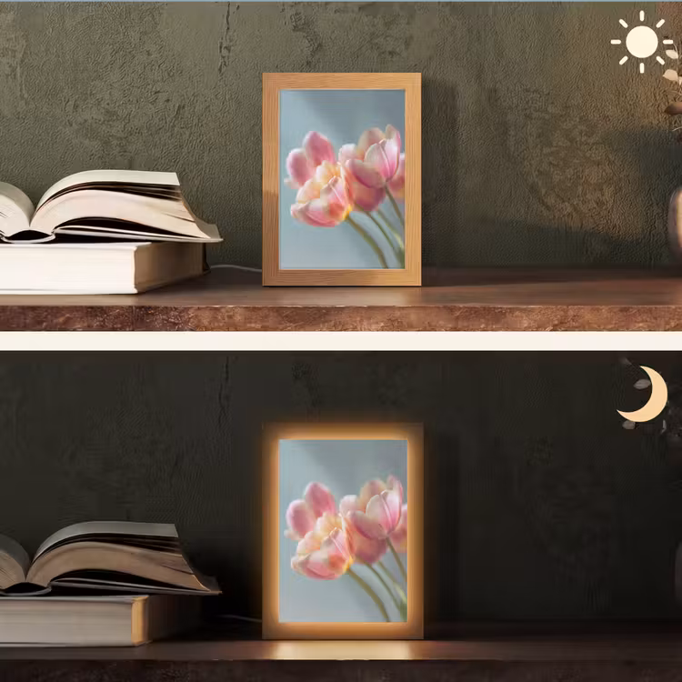 Tulpen - Roze - Stelen Light Box met kabel (Tafellamp) klein -sfeer3