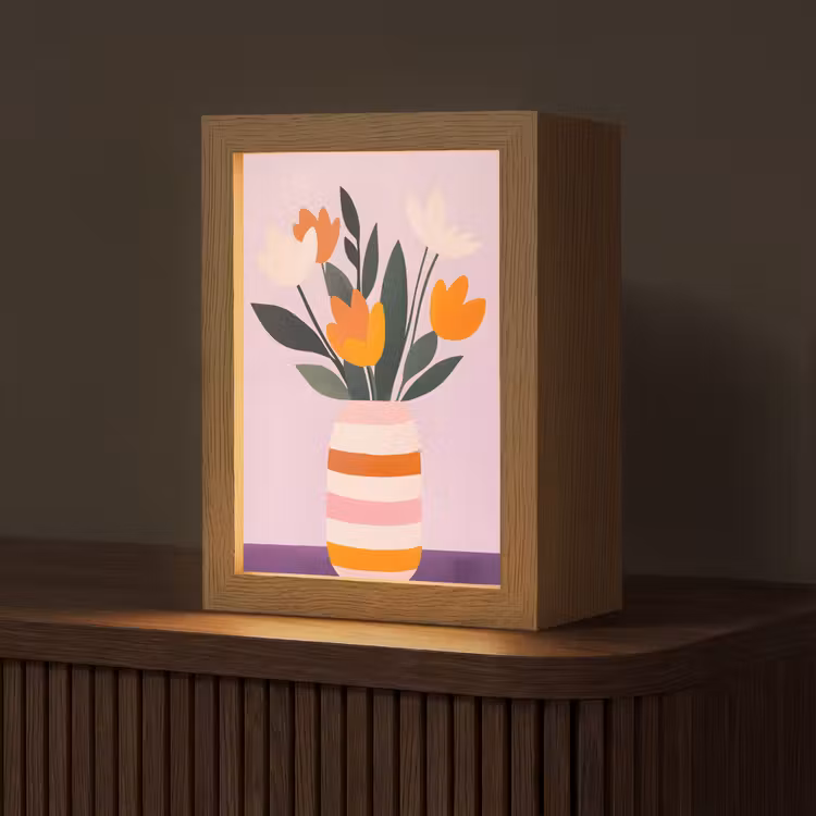 Tulpen - Vaas - Strepen - Paars Light Box met kabel (Tafellamp) klein -z3d_website