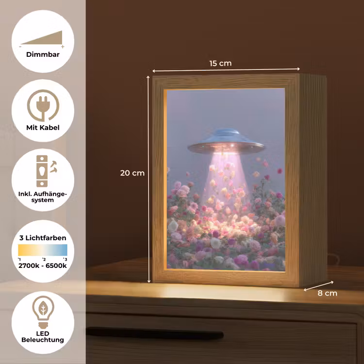 Ufo - Rozen - Pastelkleuren Light Box met kabel (Tafellamp) klein -USP_DE