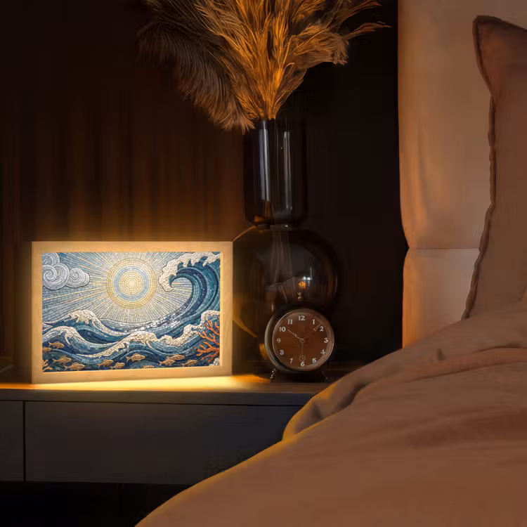 Onderwater - Koraal - Vis - Natuur - Kunst Light Box met kabel (Tafellamp) klein -sfeer1