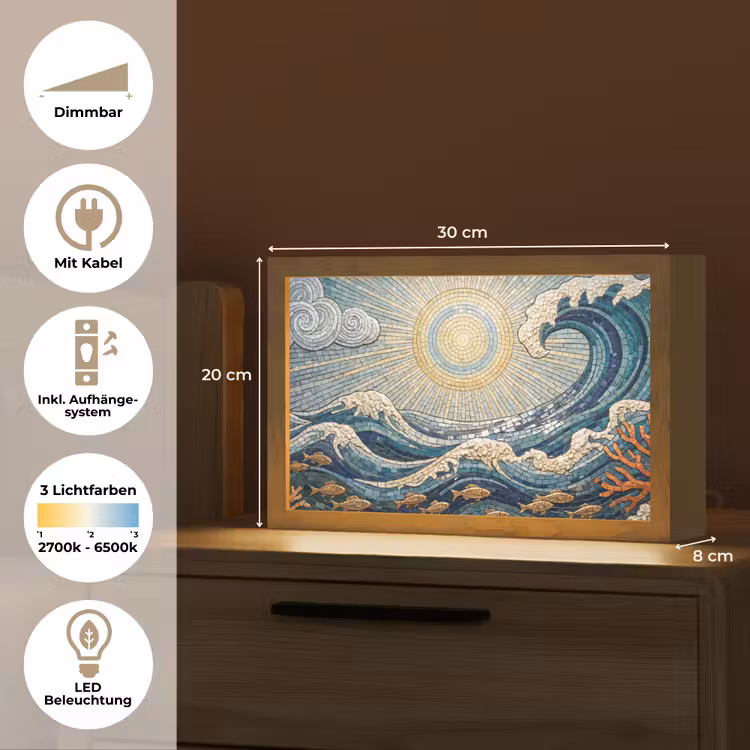 Onderwater - Koraal - Vis - Natuur - Kunst Light Box met kabel (Tafellamp) klein -USP_DE
