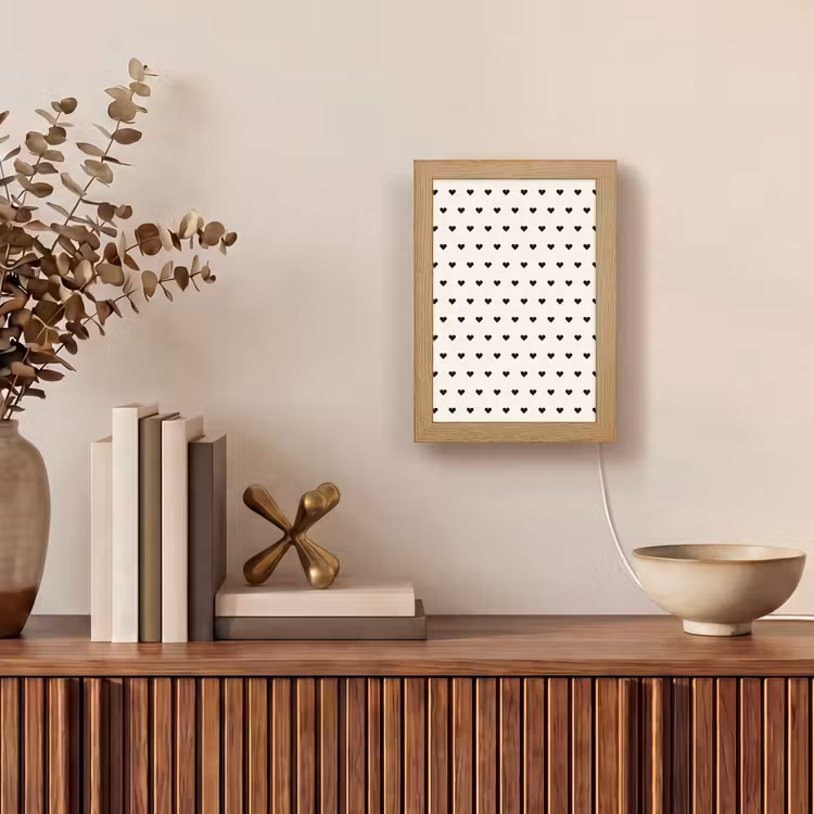 Valentijn - Hart - Wit - Zwart Light Box met kabel (Tafellamp) klein 925 -sfeer2
