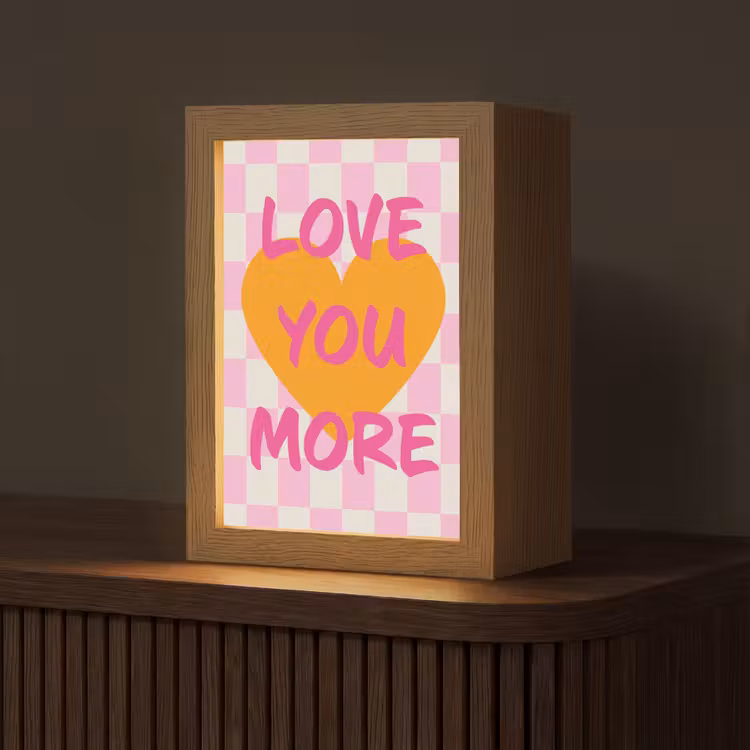 Valentijn - Love - Roze - Oranje Light Box met kabel (Tafellamp) klein -z3d_website