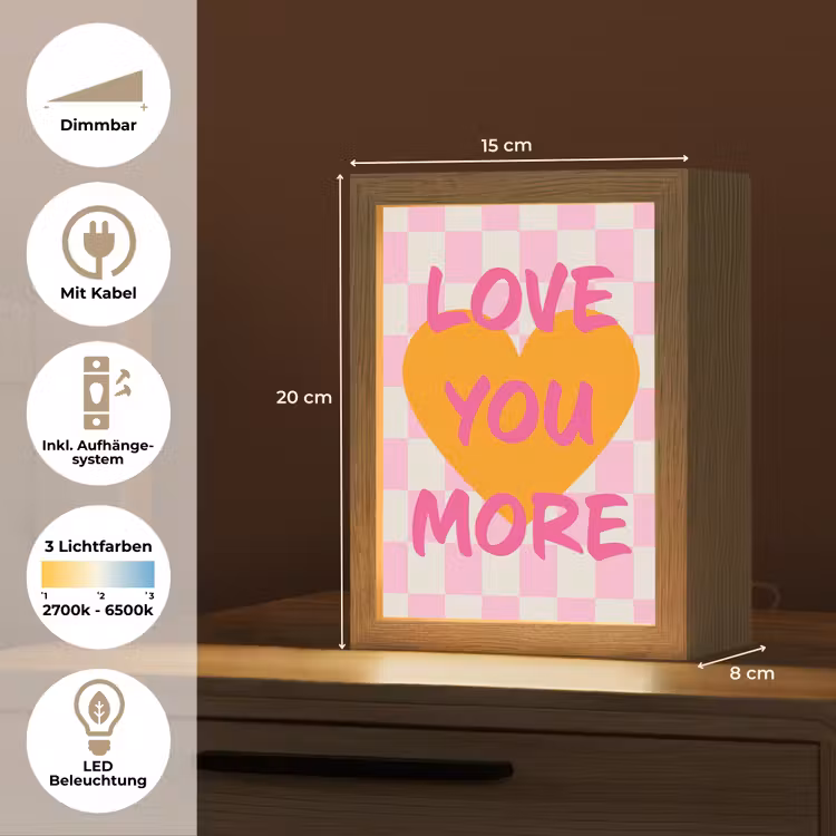 Valentijn - Love - Roze - Oranje Light Box met kabel (Tafellamp) klein -USP_DE