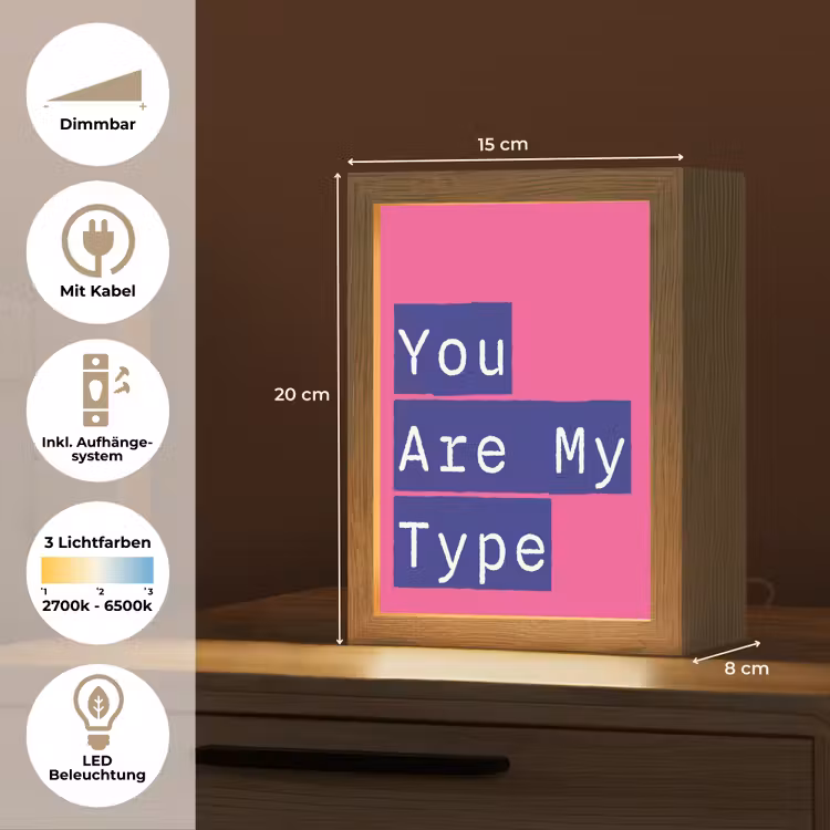 Valentijn - Tekst - Love Light Box met kabel (Tafellamp) klein -USP_DE