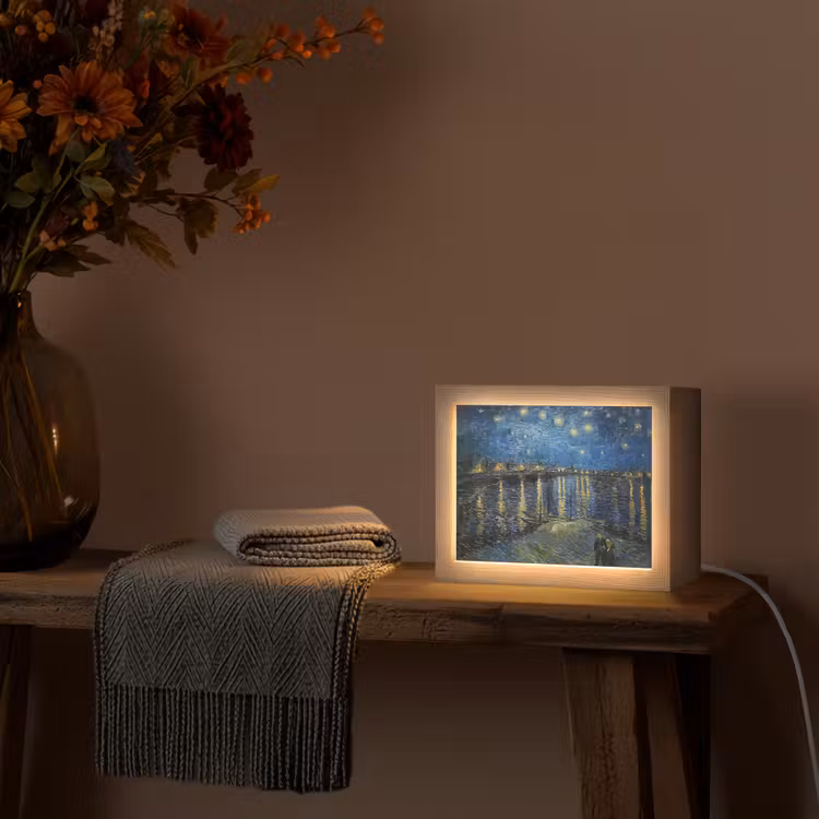 Van Gogh - Brug - Oude meesters Light Box met kabel (Tafellamp) klein -sfeer4