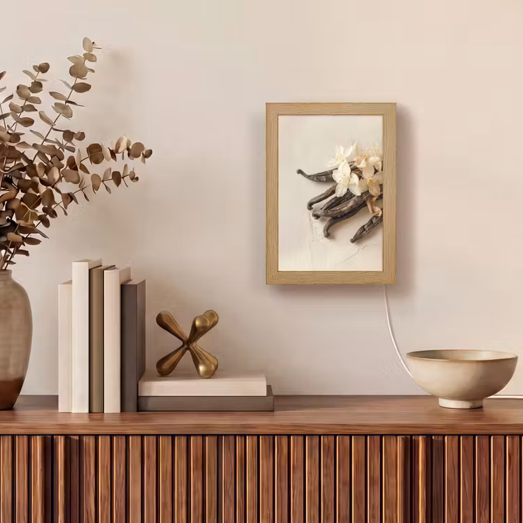 Vanille - Bloemen - Beige Light Box met kabel (Tafellamp) klein -sfeer2