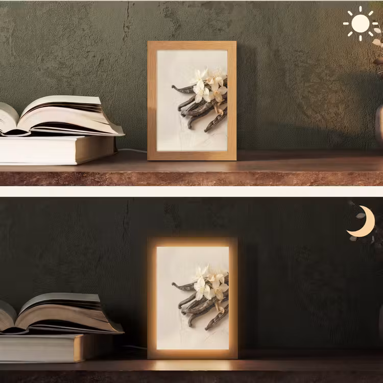 Vanille - Bloemen - Beige Light Box met kabel (Tafellamp) klein -sfeer3