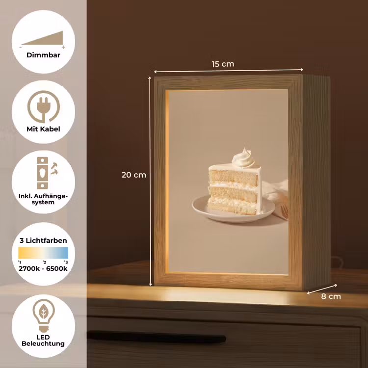 Vanilletaart - Cake - Romig Light Box met kabel (Tafellamp) klein -USP_DE