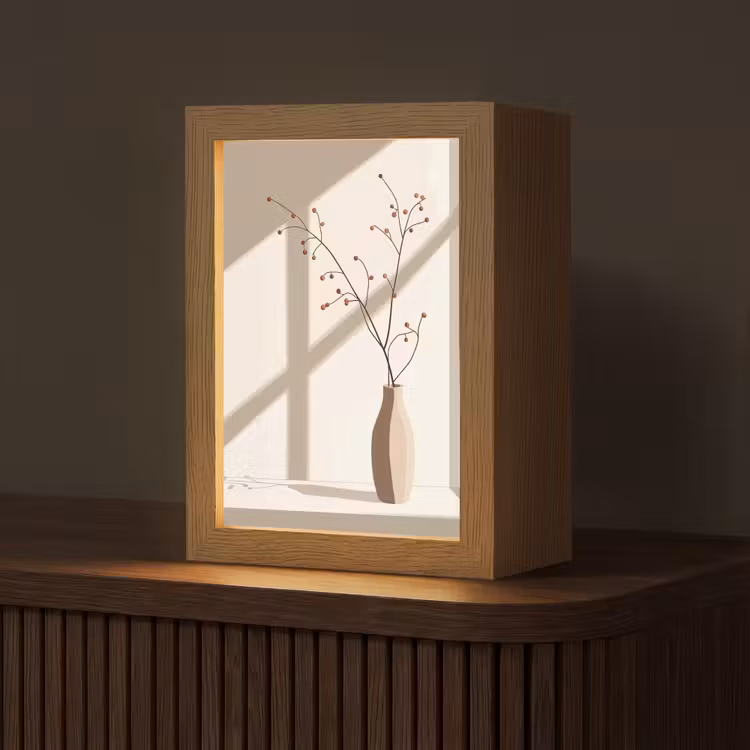 Vaas - Takken - Bessen - Minimalistisch Light Box met kabel (Tafellamp) klein -z3d_website