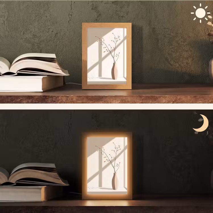 Vaas - Takken - Bessen - Minimalistisch Light Box met kabel (Tafellamp) klein -sfeer3