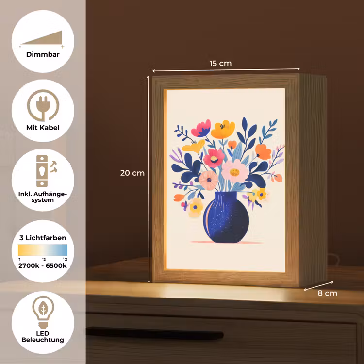 Vaas - Bloemen - Boeket Light Box met kabel (Tafellamp) klein -USP_DE