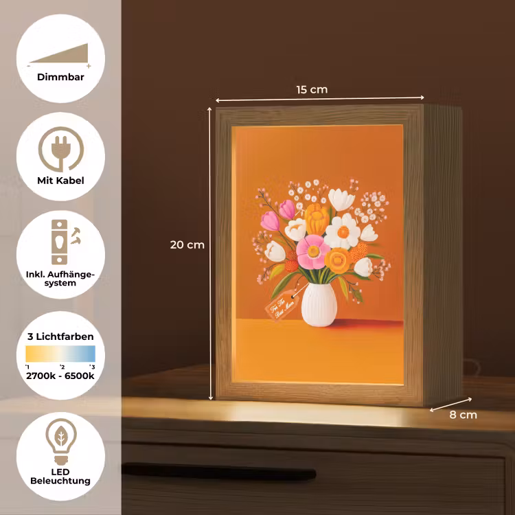 Vaas - Bloemen - Oranje Light Box met kabel (Tafellamp) klein -USP_DE