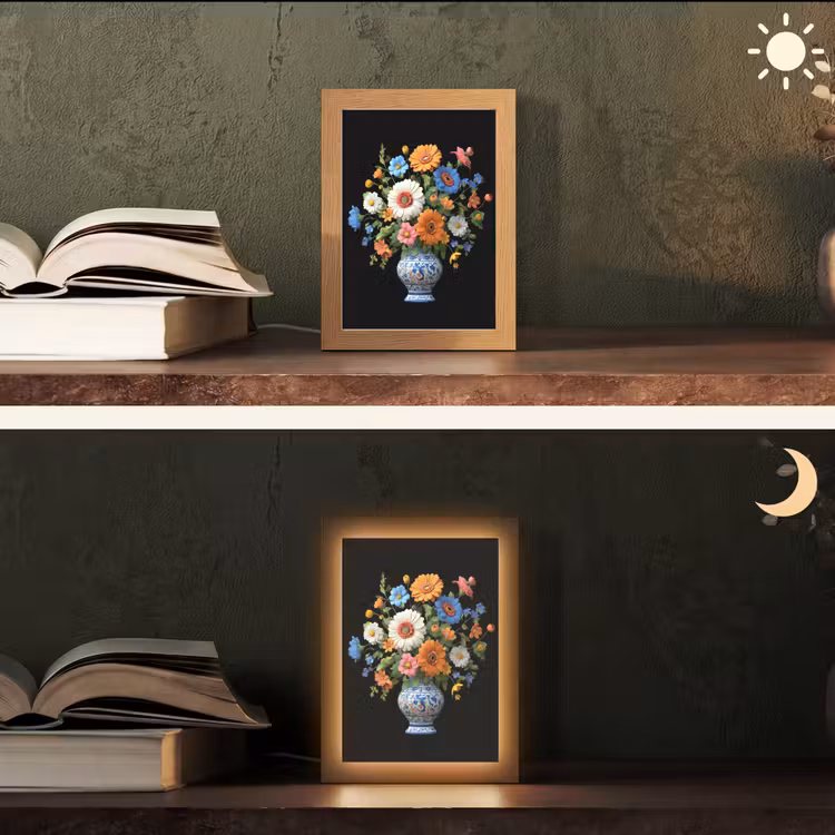 Vaas - Boeket - Bloemen - Kleur Light Box met kabel (Tafellamp) klein -sfeer3