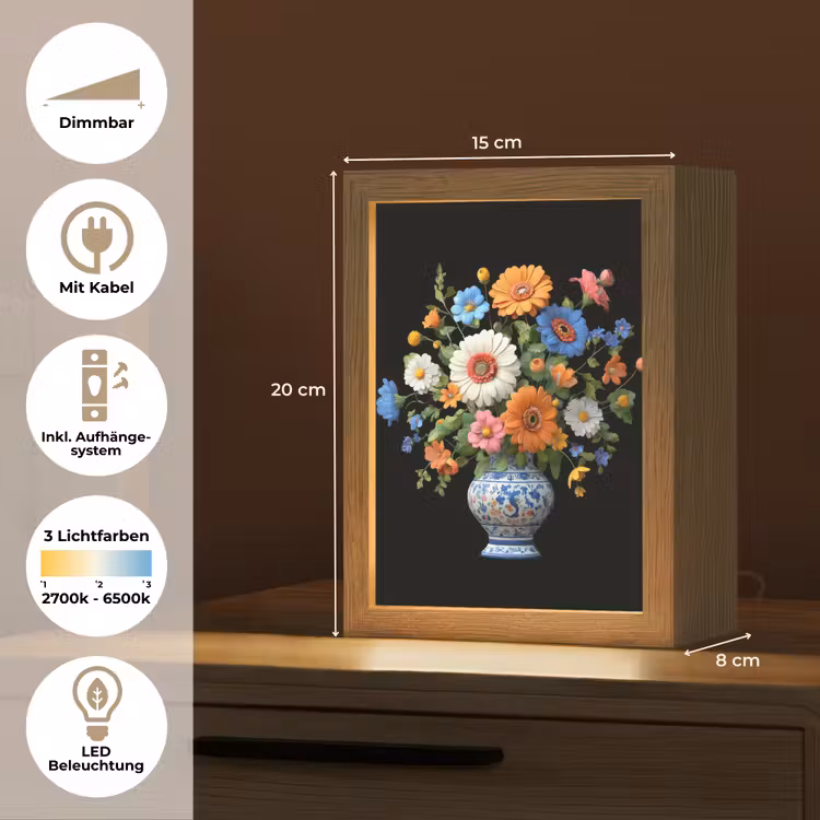 Vaas - Boeket - Bloemen - Kleur Light Box met kabel (Tafellamp) klein -USP_DE