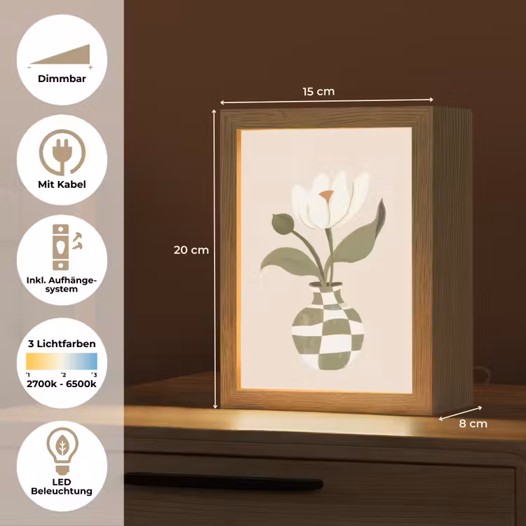 Vaas - Geruit - Bloem - Groen Light Box met kabel (Tafellamp) klein -USP_DE