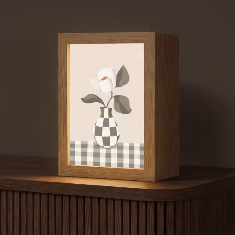 Vaas - Geruit - Groen - Bloem Light Box met kabel (Tafellamp) klein -z3d_website