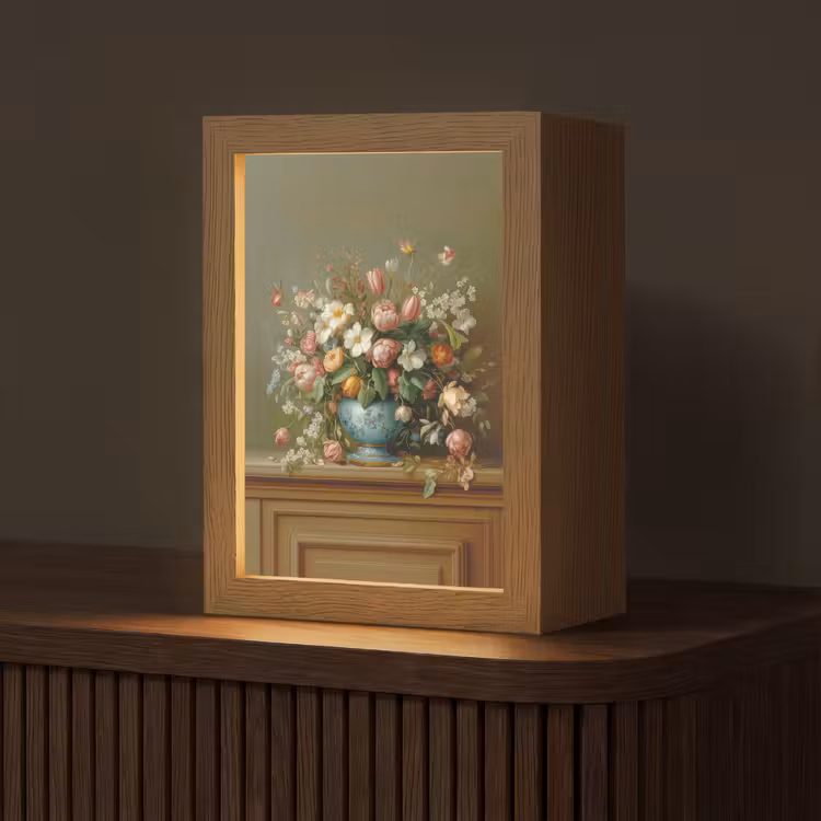 Vaas - Pastel - Kleuren - Bloemen Light Box met kabel (Tafellamp) klein -z3d_website
