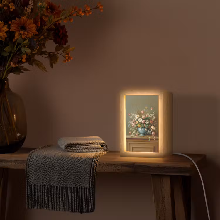 Vaas - Pastel - Kleuren - Bloemen Light Box met kabel (Tafellamp) klein -sfeer4