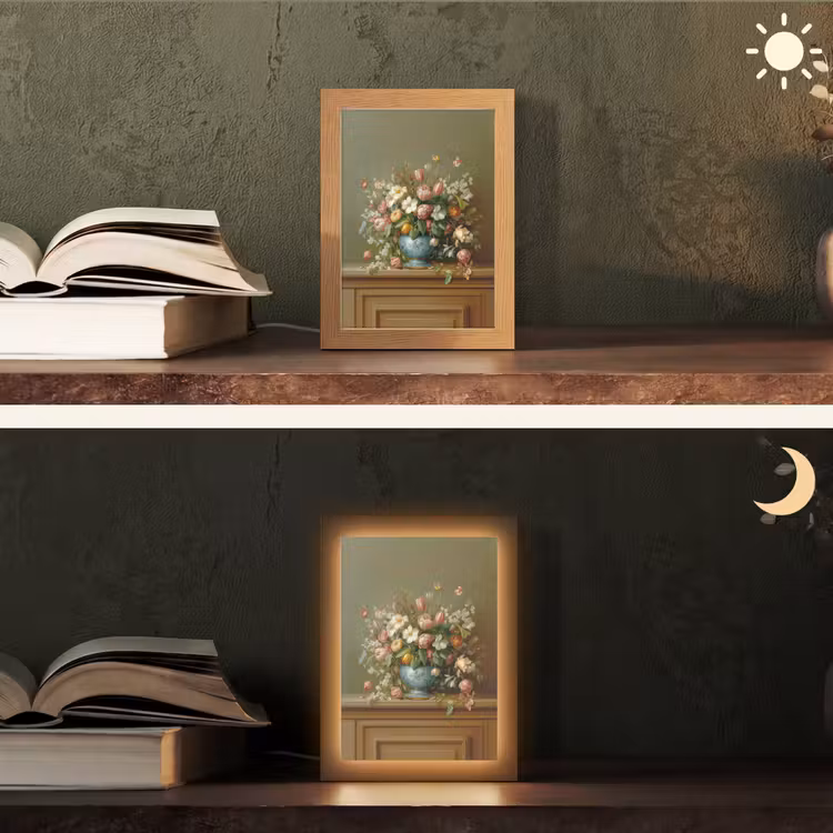 Vaas - Pastel - Kleuren - Bloemen Light Box met kabel (Tafellamp) klein -sfeer3