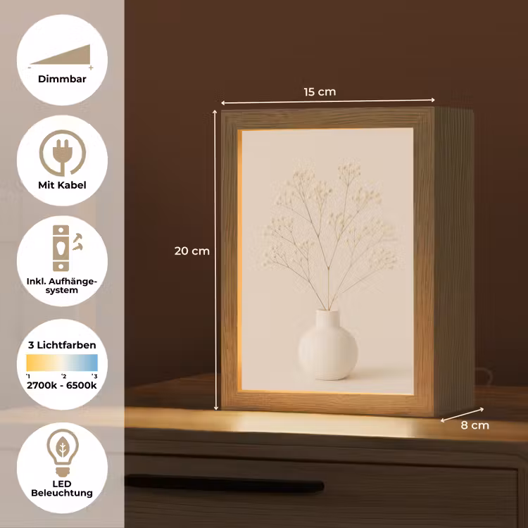 Vaas - Takken - Bloemetjes - Wit Light Box met kabel (Tafellamp) klein -USP_DE