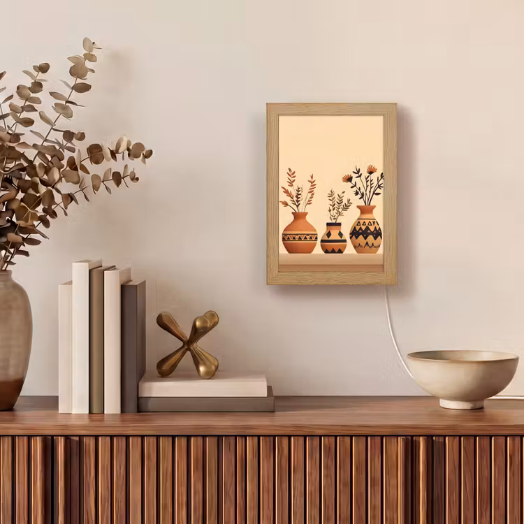 Vazen - Bloemen - Bladeren - Minimalistisch Light Box met kabel (Tafellamp) klein -sfeer2