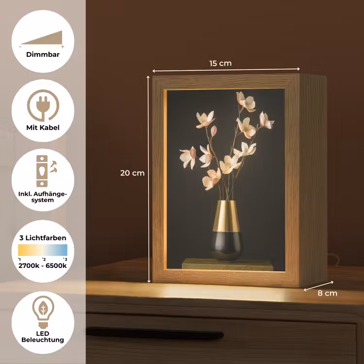 Sierlijk - Boeket - Goud - Vaas Light Box met kabel (Tafellamp) klein -USP_DE