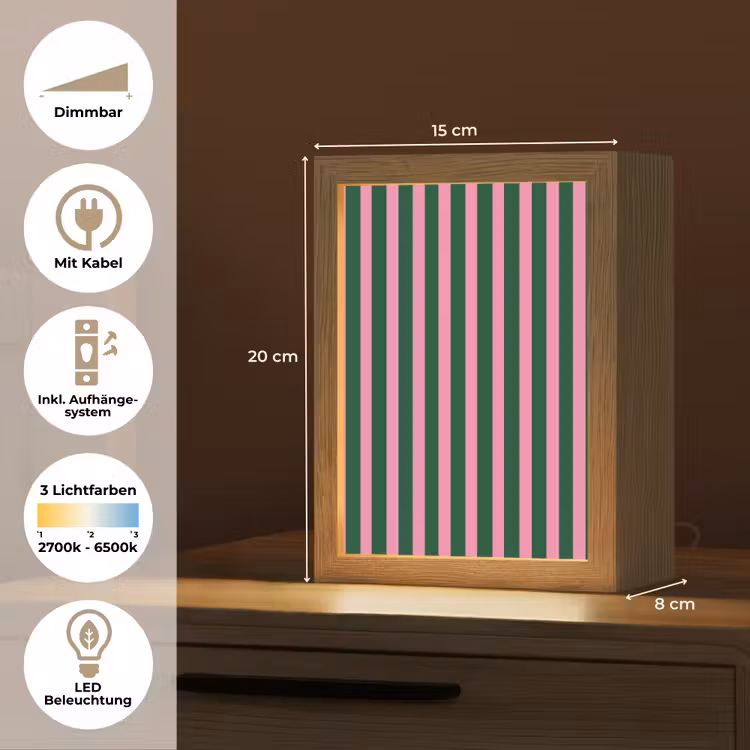 Verticale strepen - Groen - Roze Light Box met kabel (Tafellamp) klein 925 -USP_DE