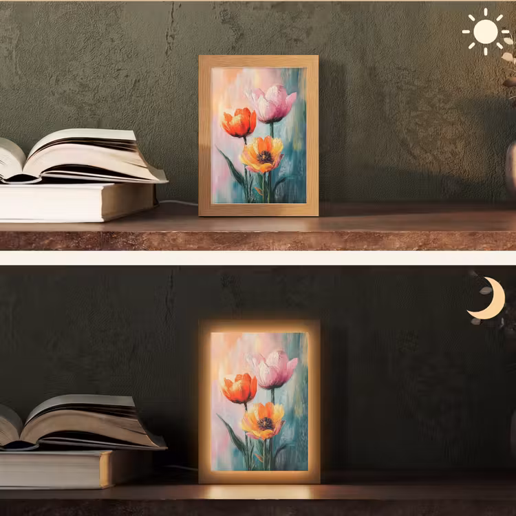 Dromerig - Bloemen - Verfijnde details Light Box met kabel (Tafellamp) klein -sfeer3