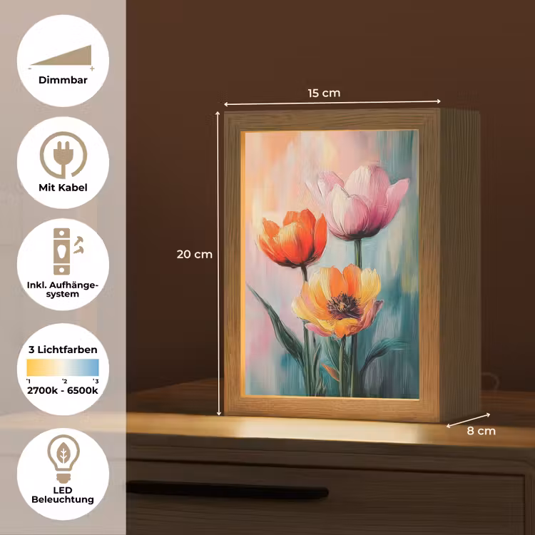 Dromerig - Bloemen - Verfijnde details Light Box met kabel (Tafellamp) klein -USP_DE