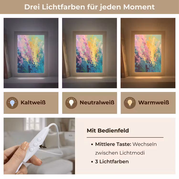 Dromerige - Langgerekte bloemen Light Box met kabel (Tafellamp) klein -USP_lichtkleurDE