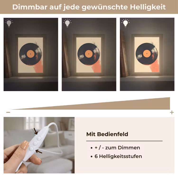Vinylplaat - Zwart - Verfspatten - Retro Light Box met kabel (Tafellamp) klein -USP_dimbaarDE