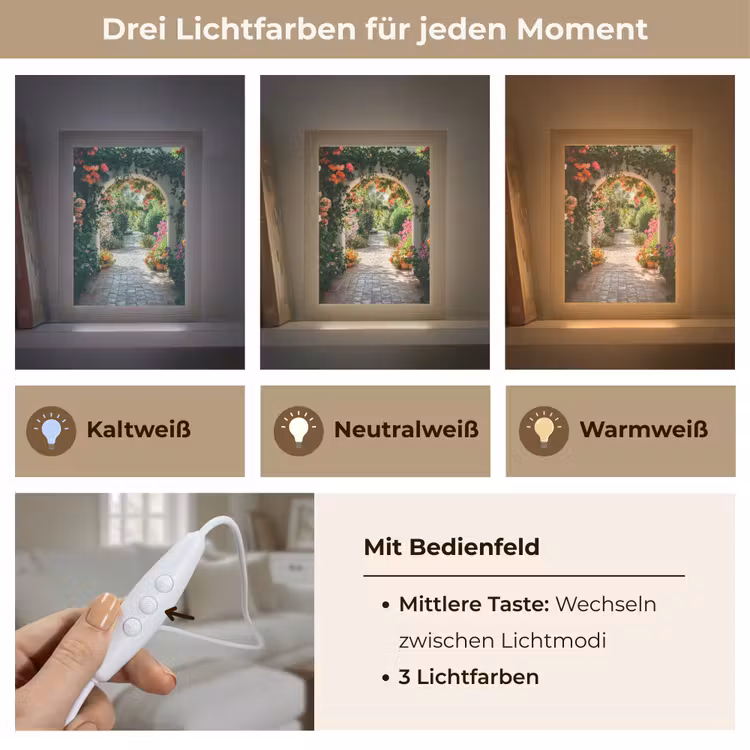 Doorkijk - Bloemen - Natuur - Bloementuin Light Box met kabel (Tafellamp) klein -USP_lichtkleurDE