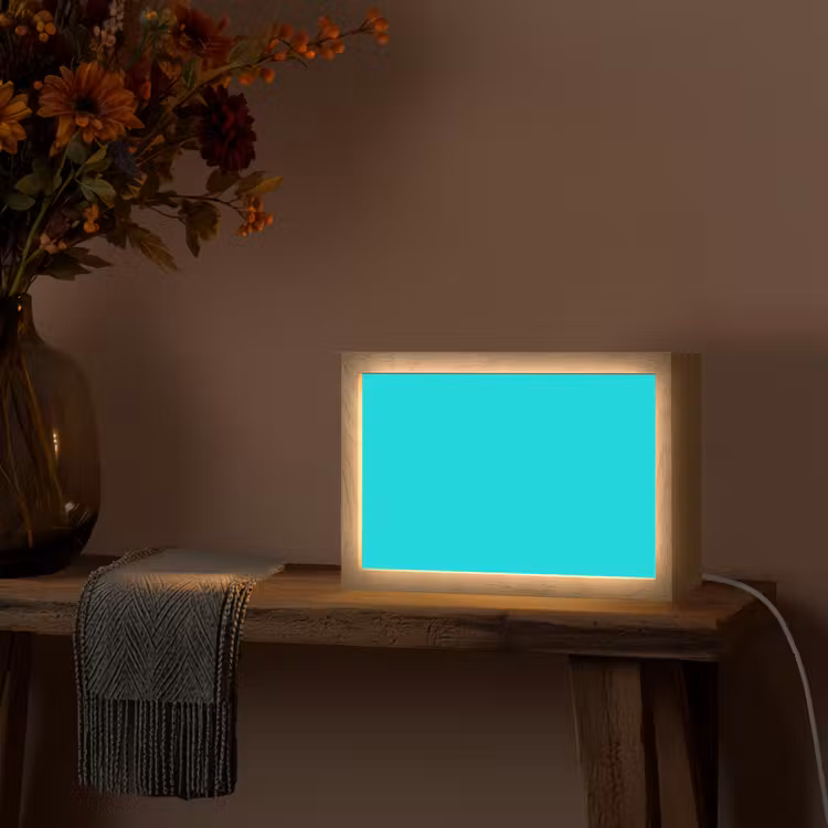 Vivid - Aquamarine - Turkoois Light Box met kabel (Tafellamp) klein 924 -sfeer4