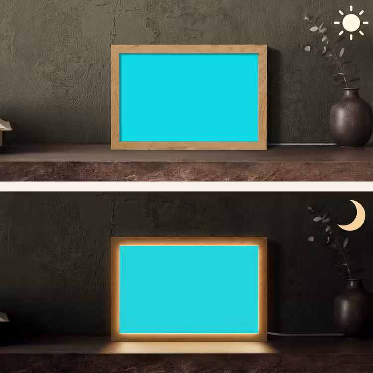 Vivid - Aquamarine - Turkoois Light Box met kabel (Tafellamp) klein 924 -sfeer3