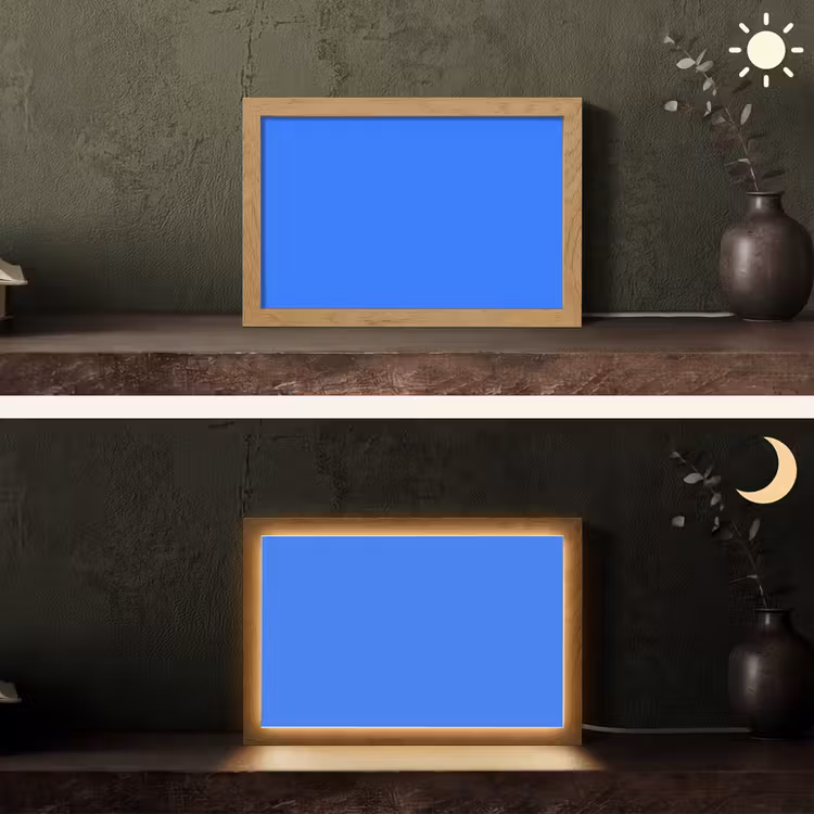 Vivid - Cobalt - Blauw Light Box met kabel (Tafellamp) klein 924 -sfeer3