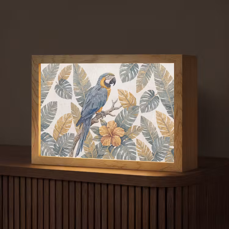 Vogel - Tak - Natuur - Mozaïek - Blauw Light Box met kabel (Tafellamp) klein -z3d_website