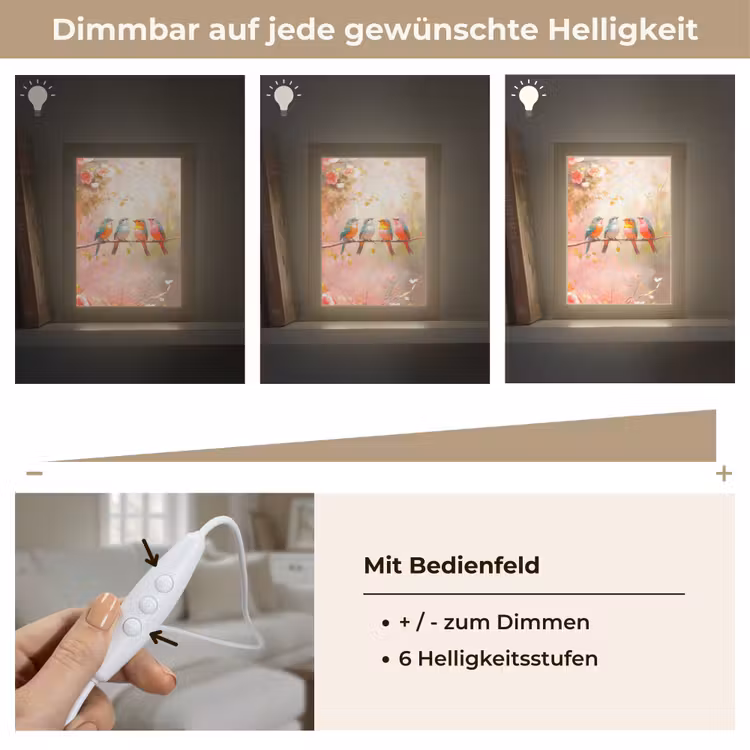 Vogels - Kleurrijk - Tak Light Box met kabel (Tafellamp) klein -USP_dimbaarDE